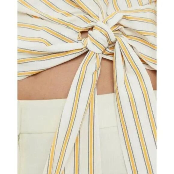 Derek Lam 10 Crosby Cropped Bell Sleeve Tie Waist Blouse Top Size 14 - Picture 4 of 10